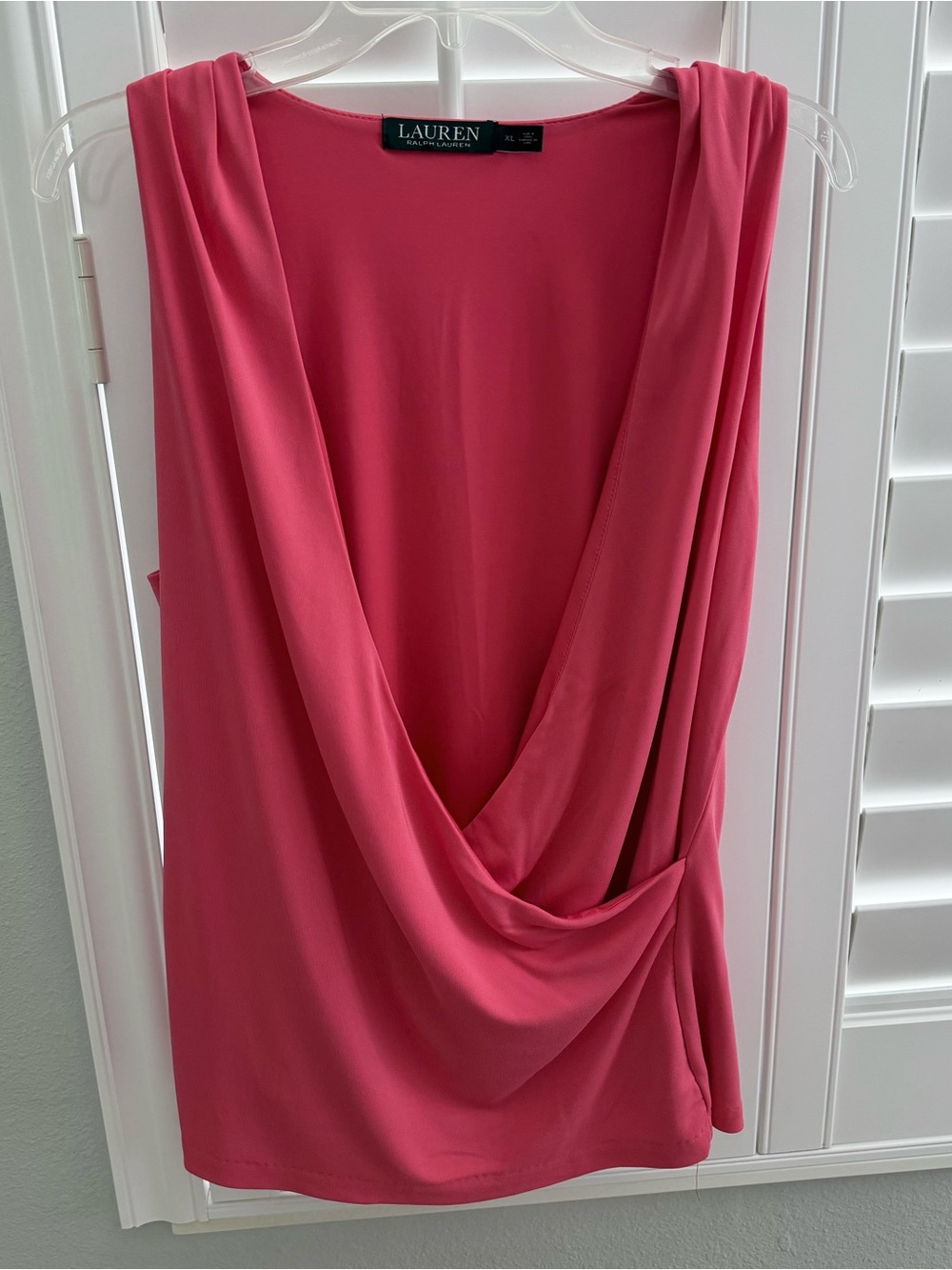 LAUREN Ralph Lauren women’s XL coral pink sleeveless crossover v-neck blouse top